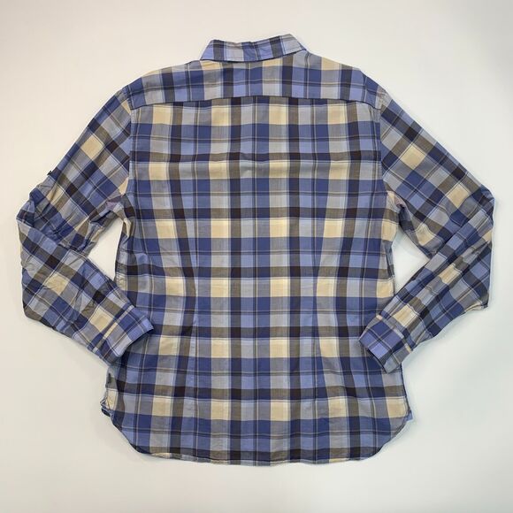 John Varvatos Shirt Mens L Large Blue Plaid Long Sleeve Lightweight Button Down - Picture 3 of 10